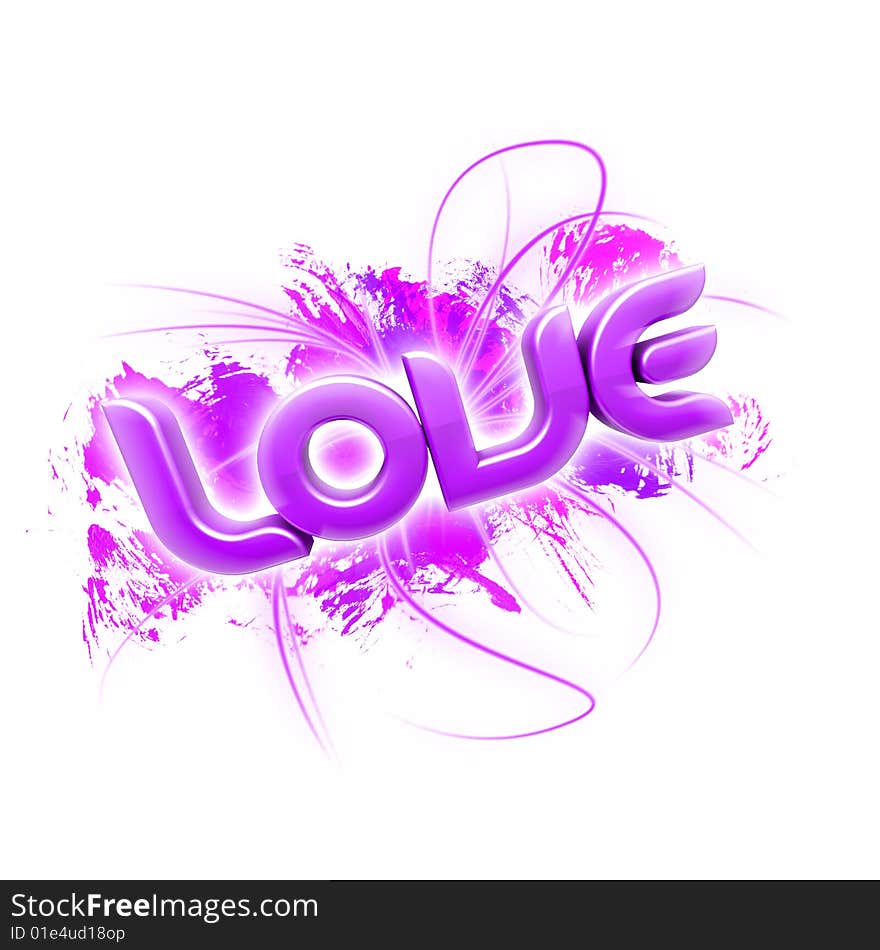 3D illustration of the word Love Pink 2