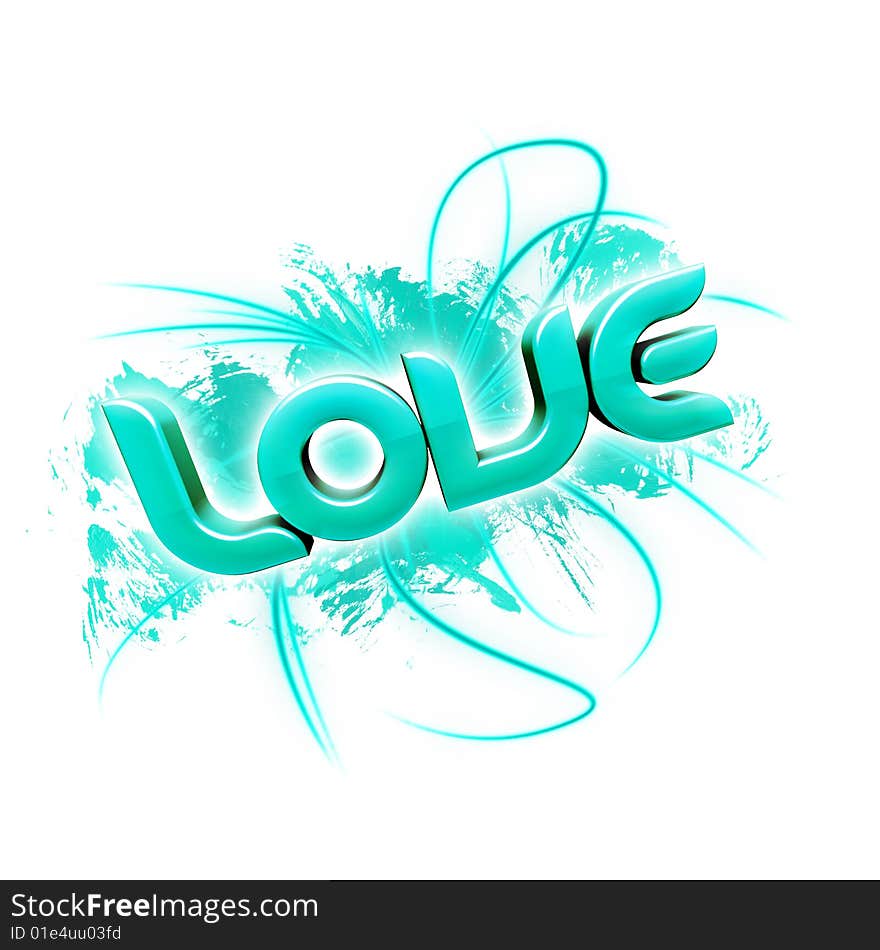 3D illustration of the word Love Green 2