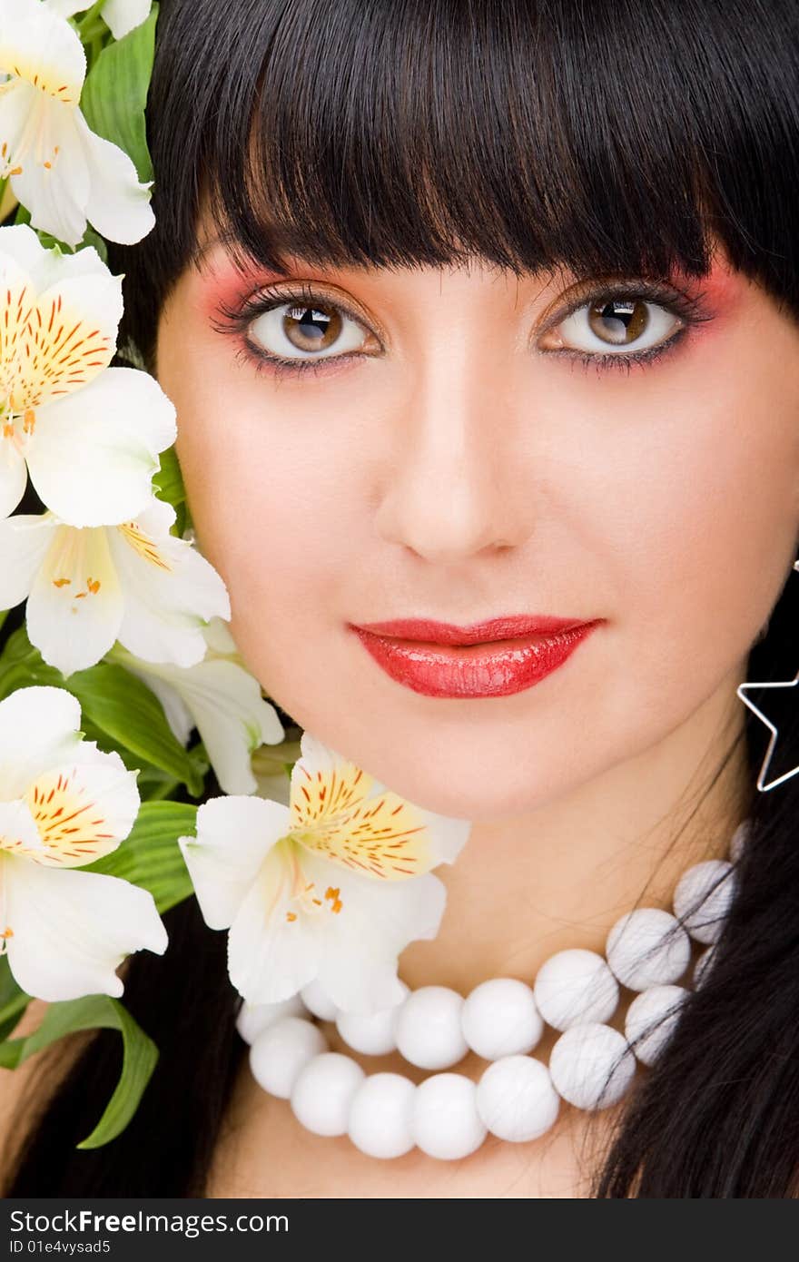 Pretty woman portrait with flowers