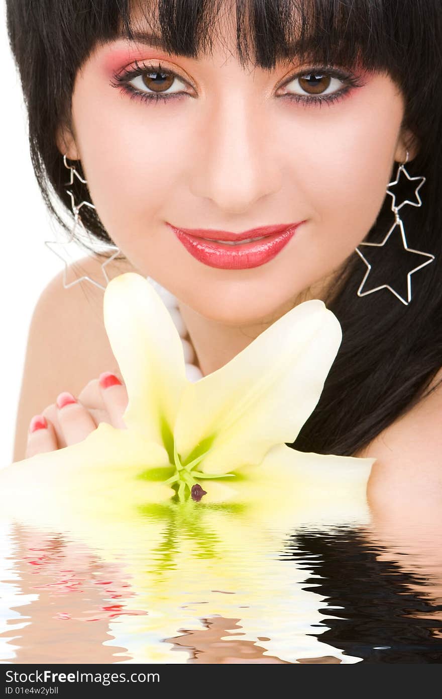 Young woman with lily flower. Young woman with lily flower