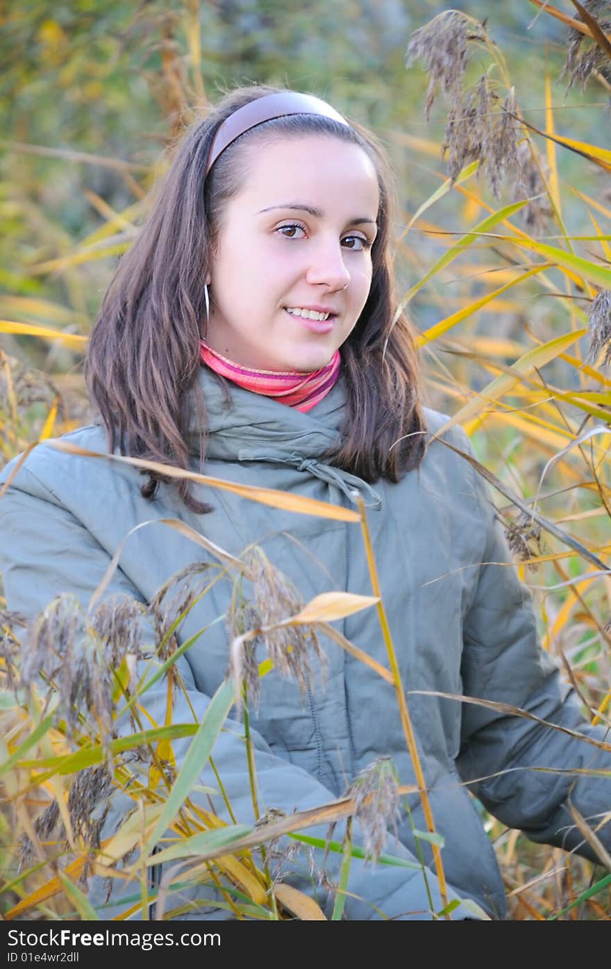 Portrait pretty happy girl outdoor. Portrait pretty happy girl outdoor