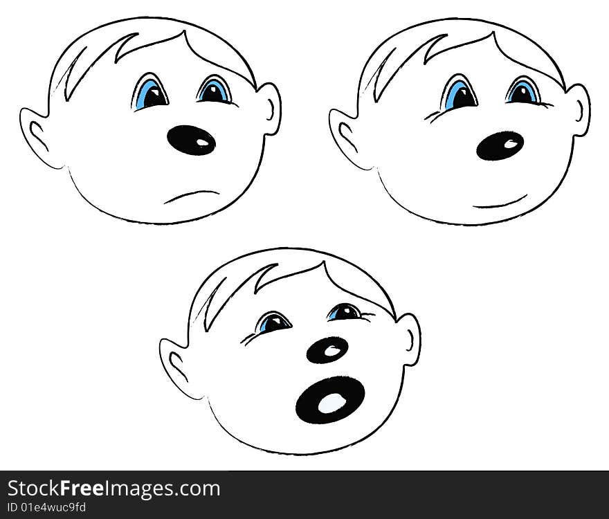 Illustration of Child emotions - sad, happy, shouting