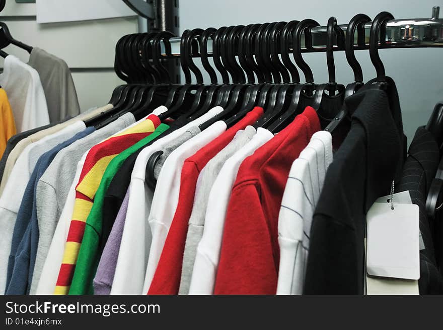 Line multicolor jersey in clothes shop