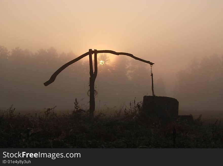 A village well in morning