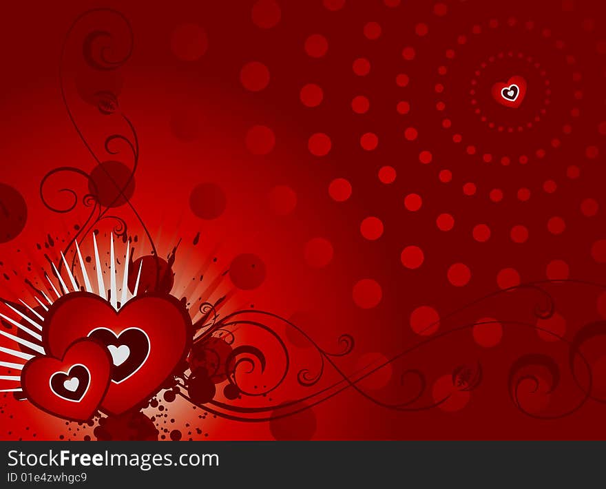 Red illustrated valentine card for any use. Red illustrated valentine card for any use