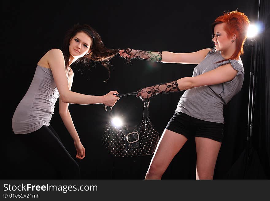 Two Models In Colorful Setting In The Studio