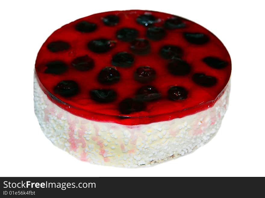 Cake with cherries isolated