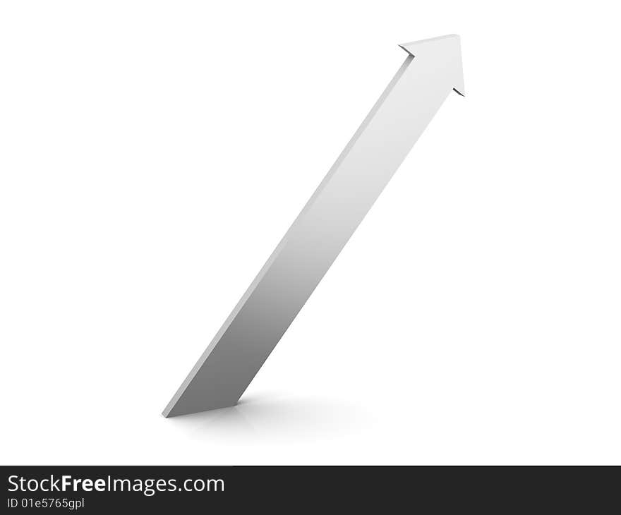 3d metallic arrow with reflection and shadow. 3d metallic arrow with reflection and shadow