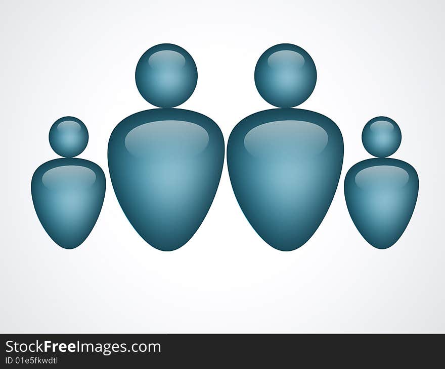 Blue family illustration on white background, isolated image