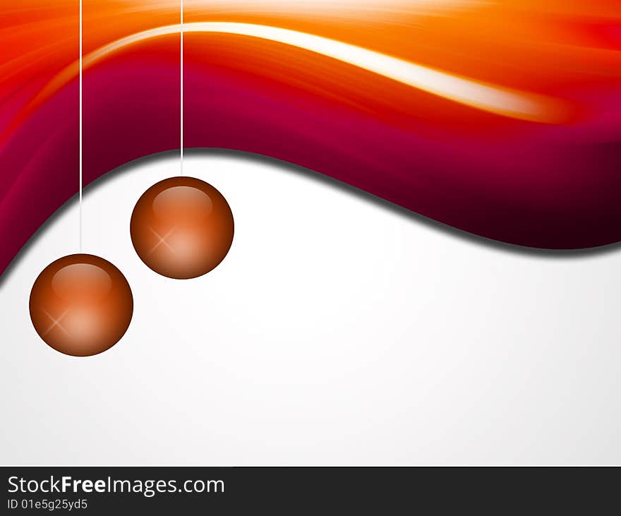 Red christmas background with spheres