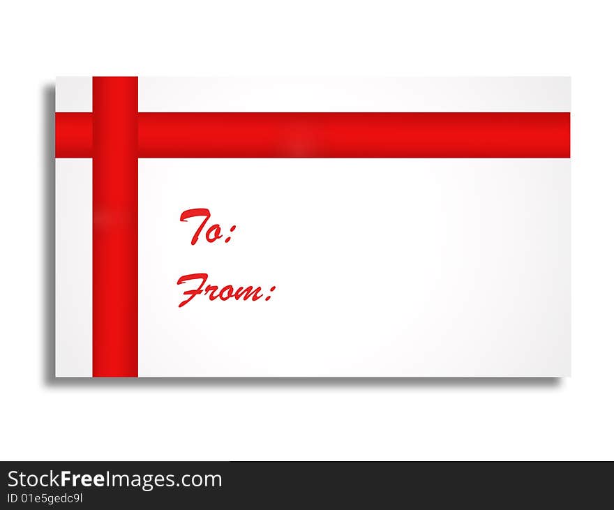 White card with red ribbons