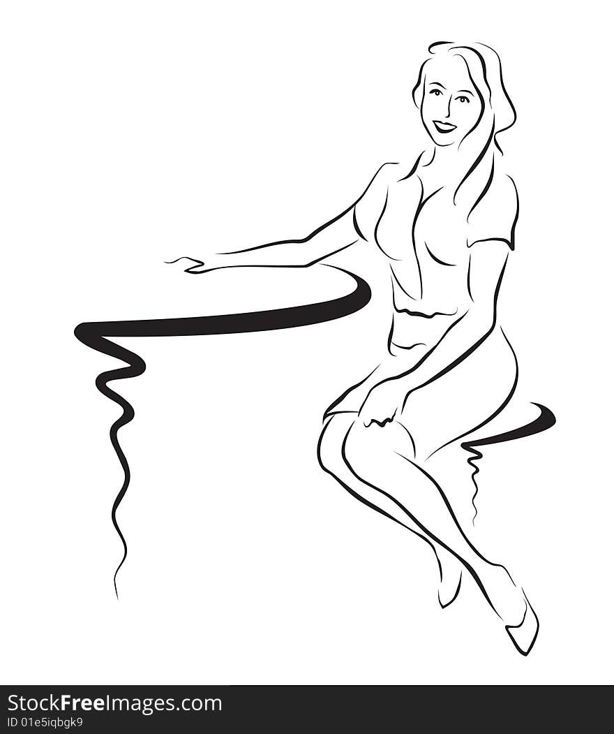 Stylised  woman drawing on a white background