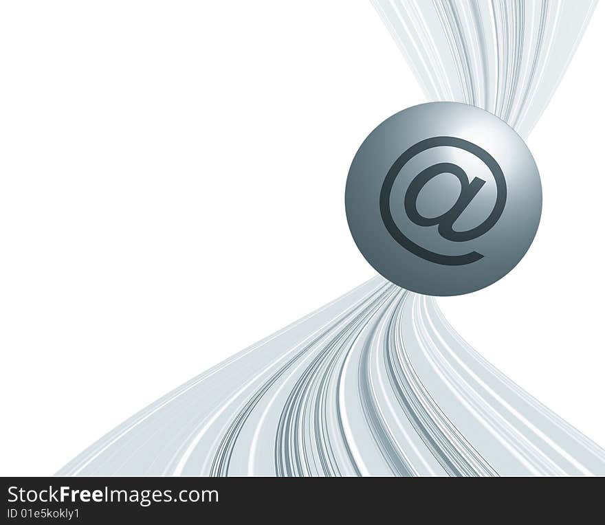 Email symbol on ball over toned stripe pattern. Email symbol on ball over toned stripe pattern