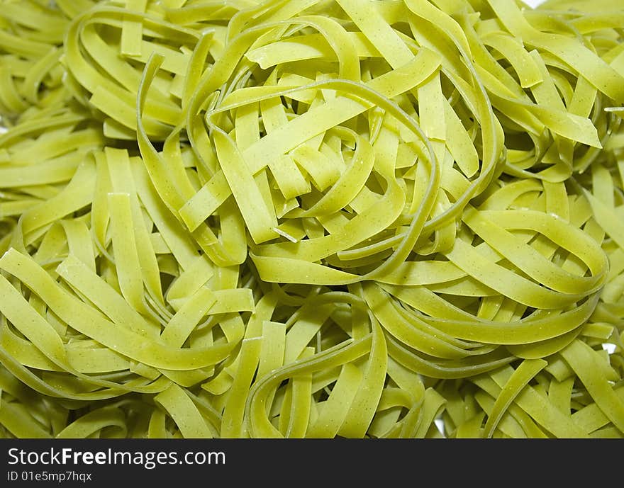 Noodles green, spaghetti, curtailed into a nest