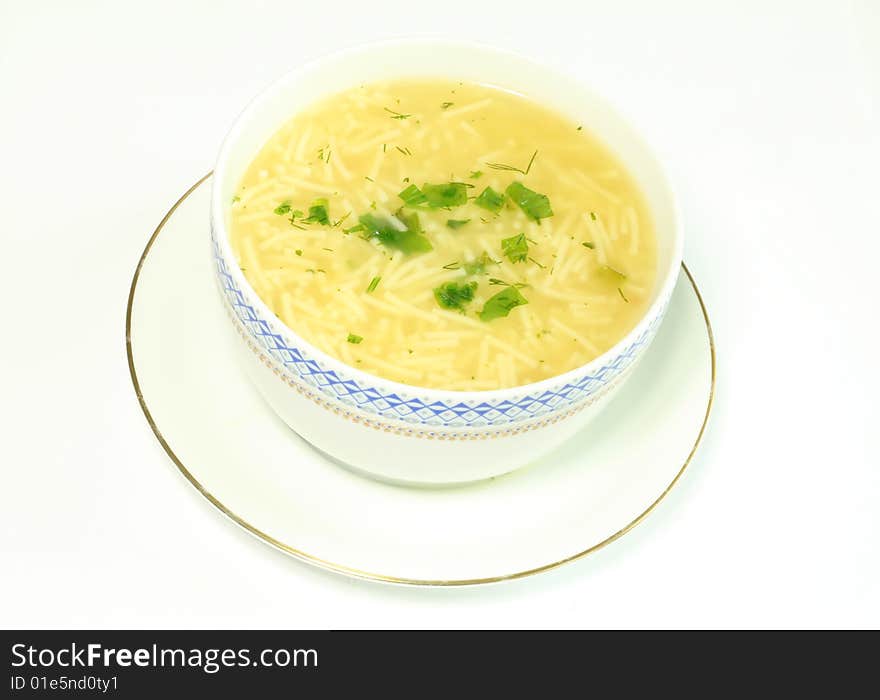 Noodle soup isolated on white