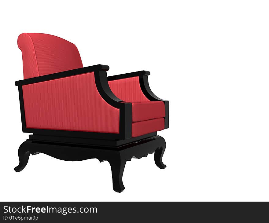 Red cloth wooden armchair