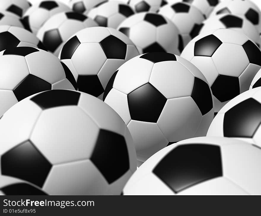 3D rendered soccer balls background