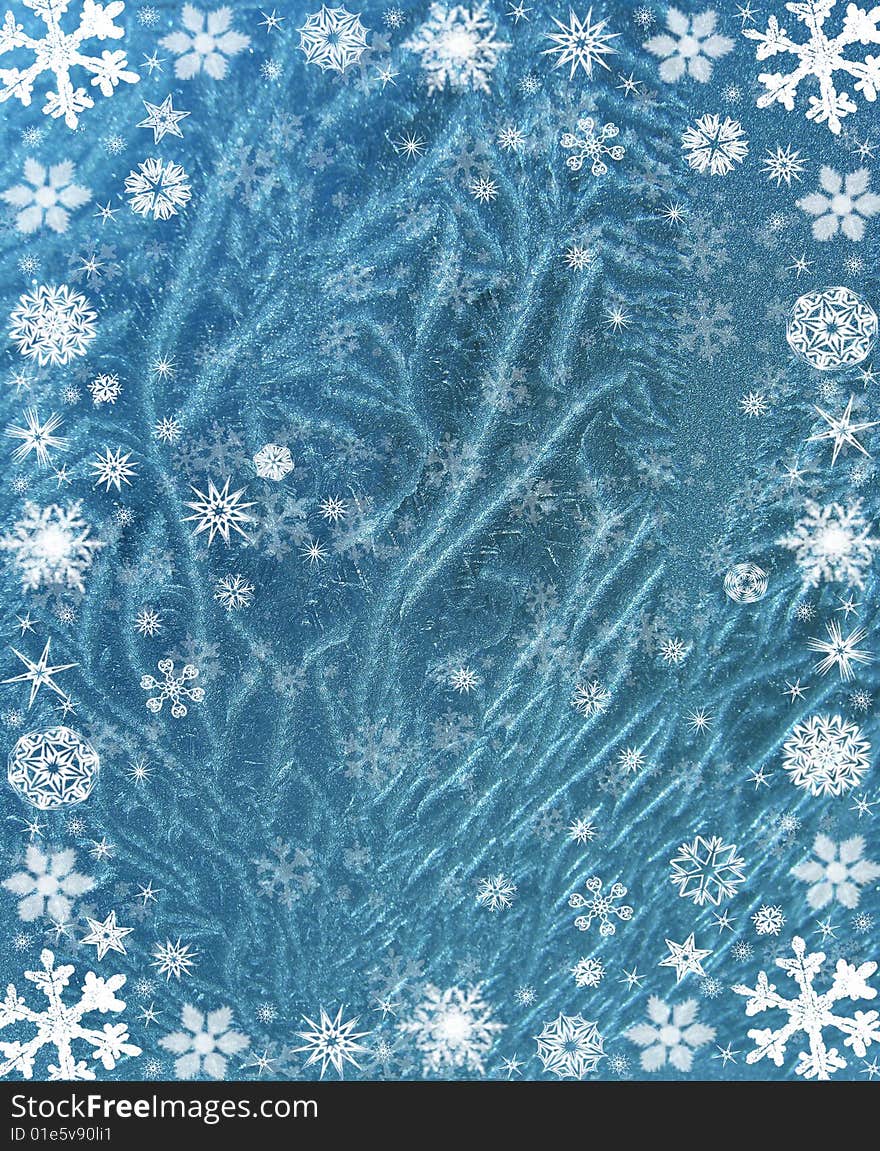 Frosty background with some snowflakes