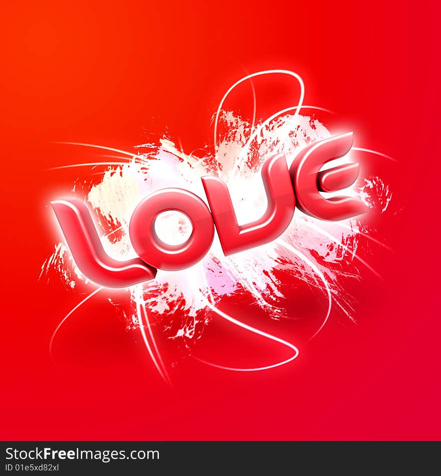 3D illustration of the word Love over a modern abstract background. 3D illustration of the word Love over a modern abstract background.