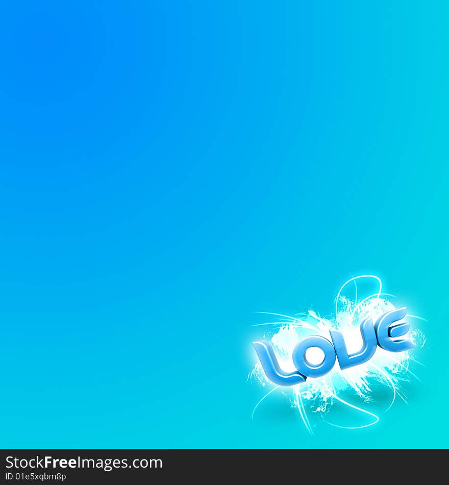 3D illustration of the word Love over a modern abstract background. 3D illustration of the word Love over a modern abstract background.