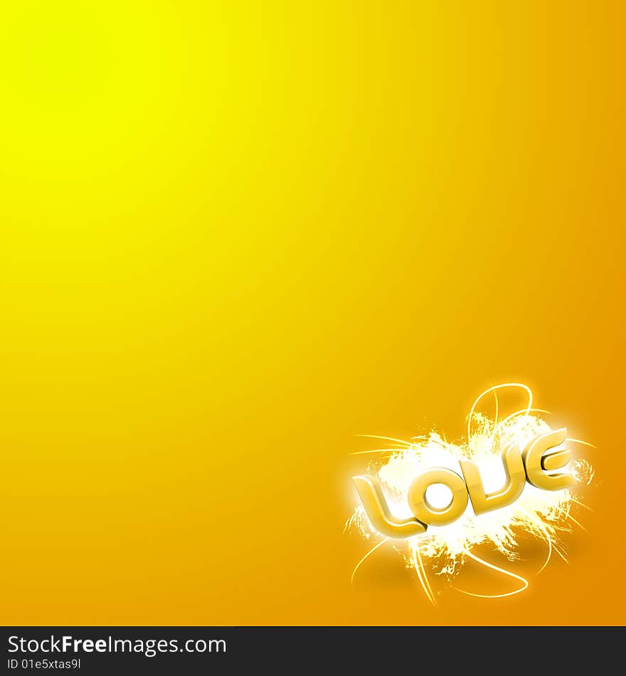 3D illustration of the word Love Yellow mini