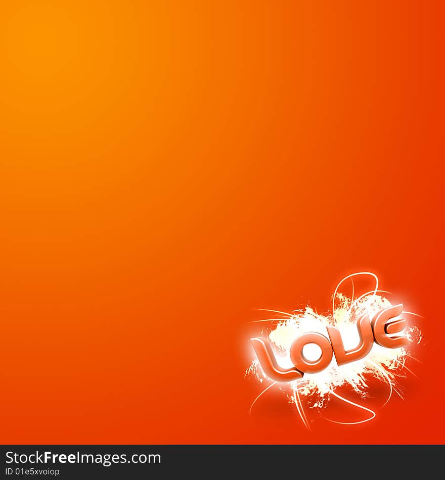 3D illustration of the word Love Orange mini