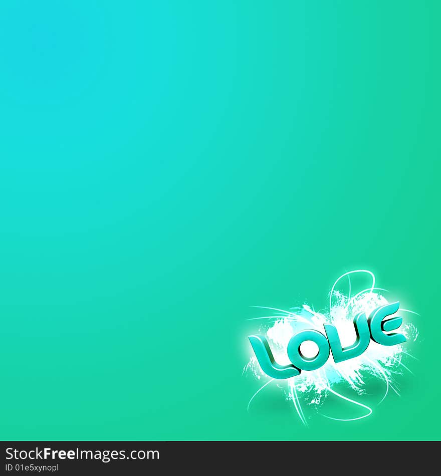 3D illustration of the word Love over a modern abstract background. 3D illustration of the word Love over a modern abstract background.