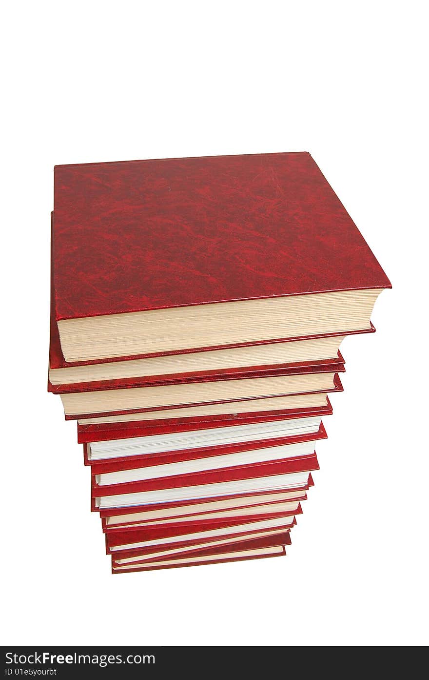 Stack of the red books isolated on a white background