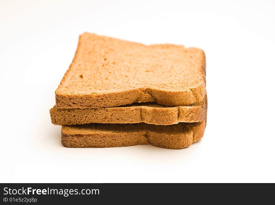 Toast slices on white