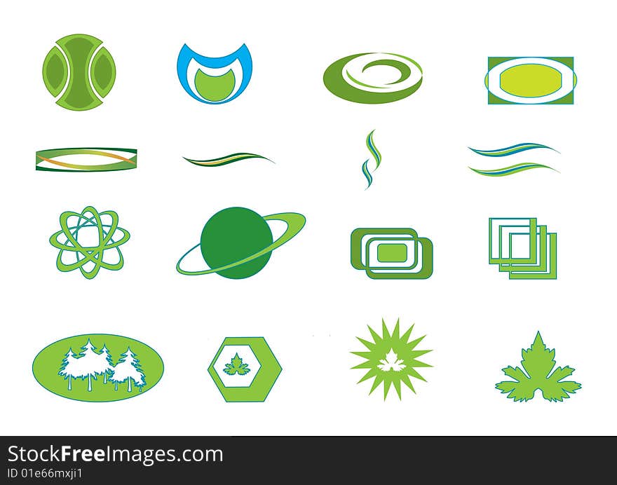 Set of environmental green icons; vector. Set of environmental green icons; vector