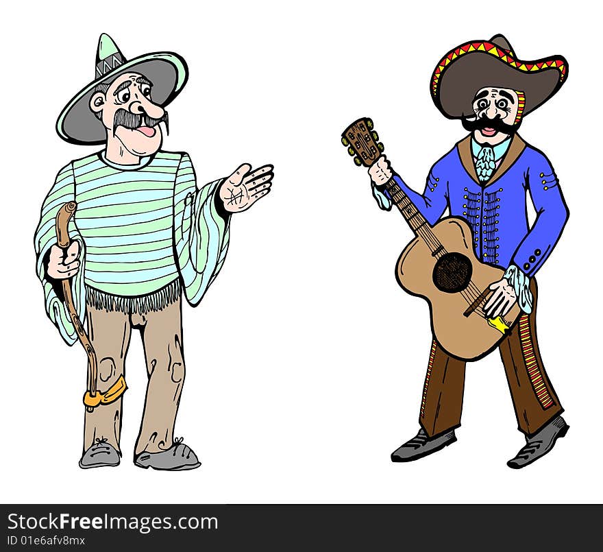 Two men in nationals clothes vector illustration. Two men in nationals clothes vector illustration