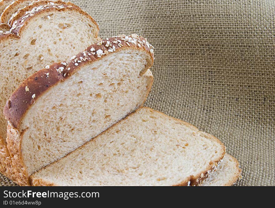 Whole wheat bread on burlap