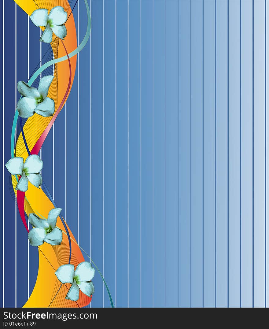 Illustration of background with flowers and stripes. Illustration of background with flowers and stripes