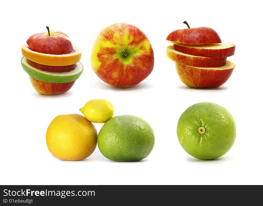 Large page of fruits isolated on the white backgro