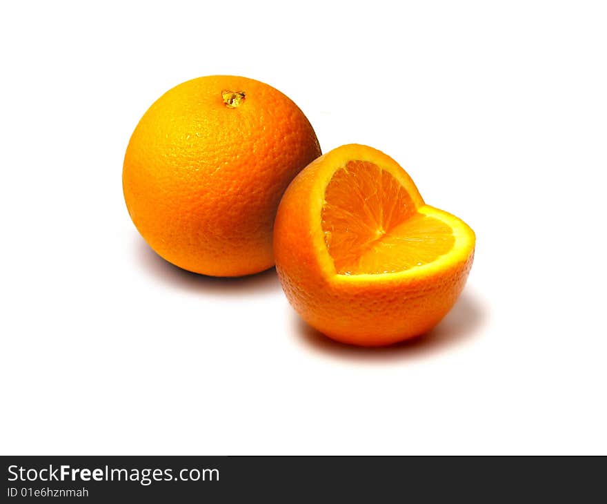 One orange cuts with a love shape