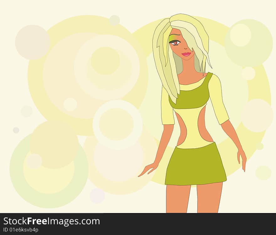 Vector illustration of young beautiful happy girl. Vector illustration of young beautiful happy girl