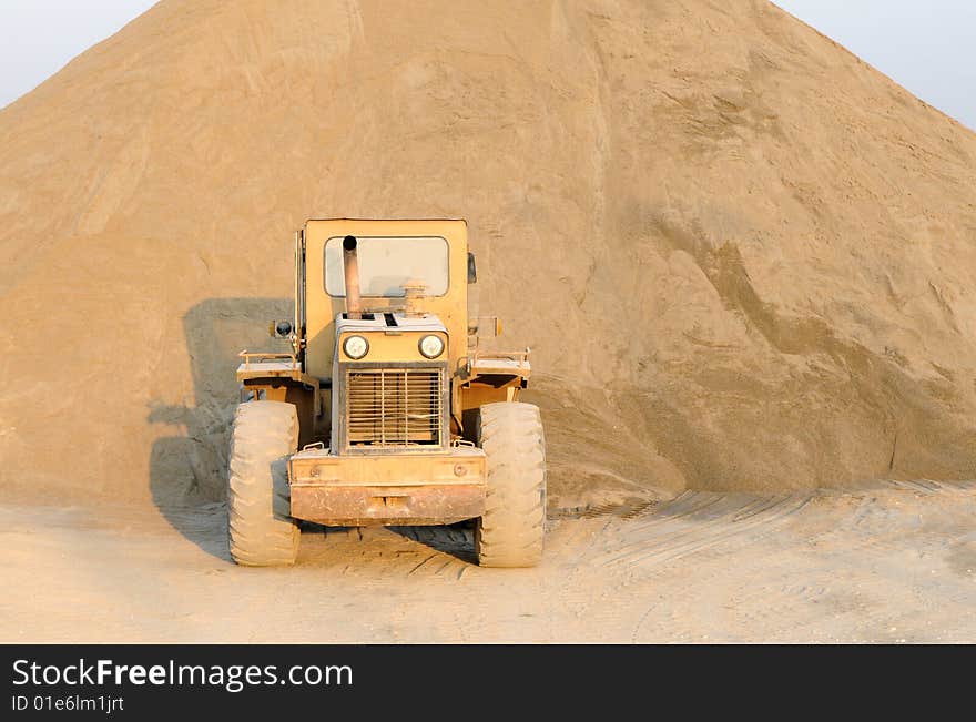 The bulldozer in construction site