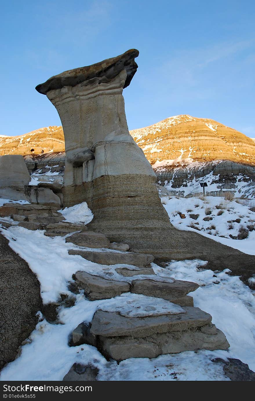 Different shapes of hoodoos in Drumheller Alberta