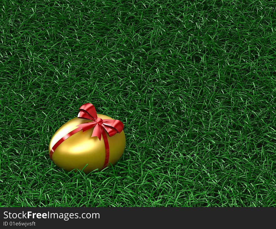 Golden Egg on green grass