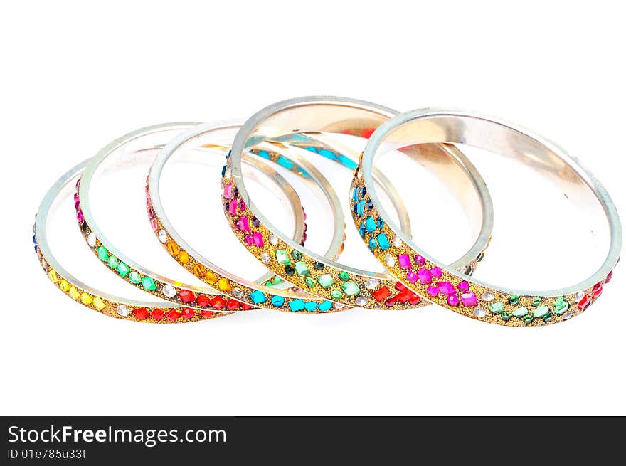 Bangle set isolated on white background.