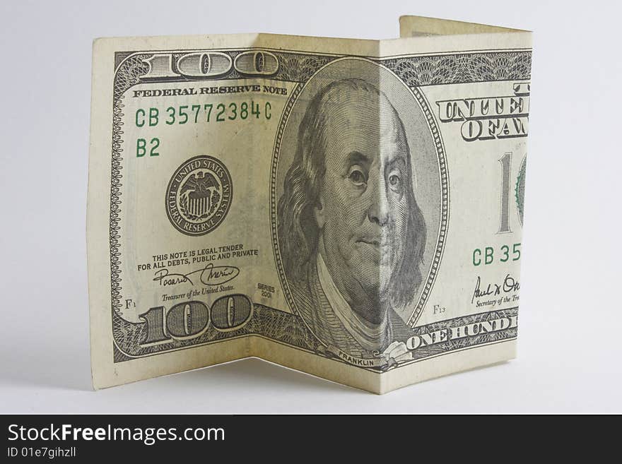 One Hundred Dollar Bill on a white background. One Hundred Dollar Bill on a white background.