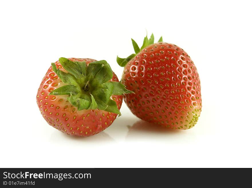 Red strawberries on white background. Red strawberries on white background