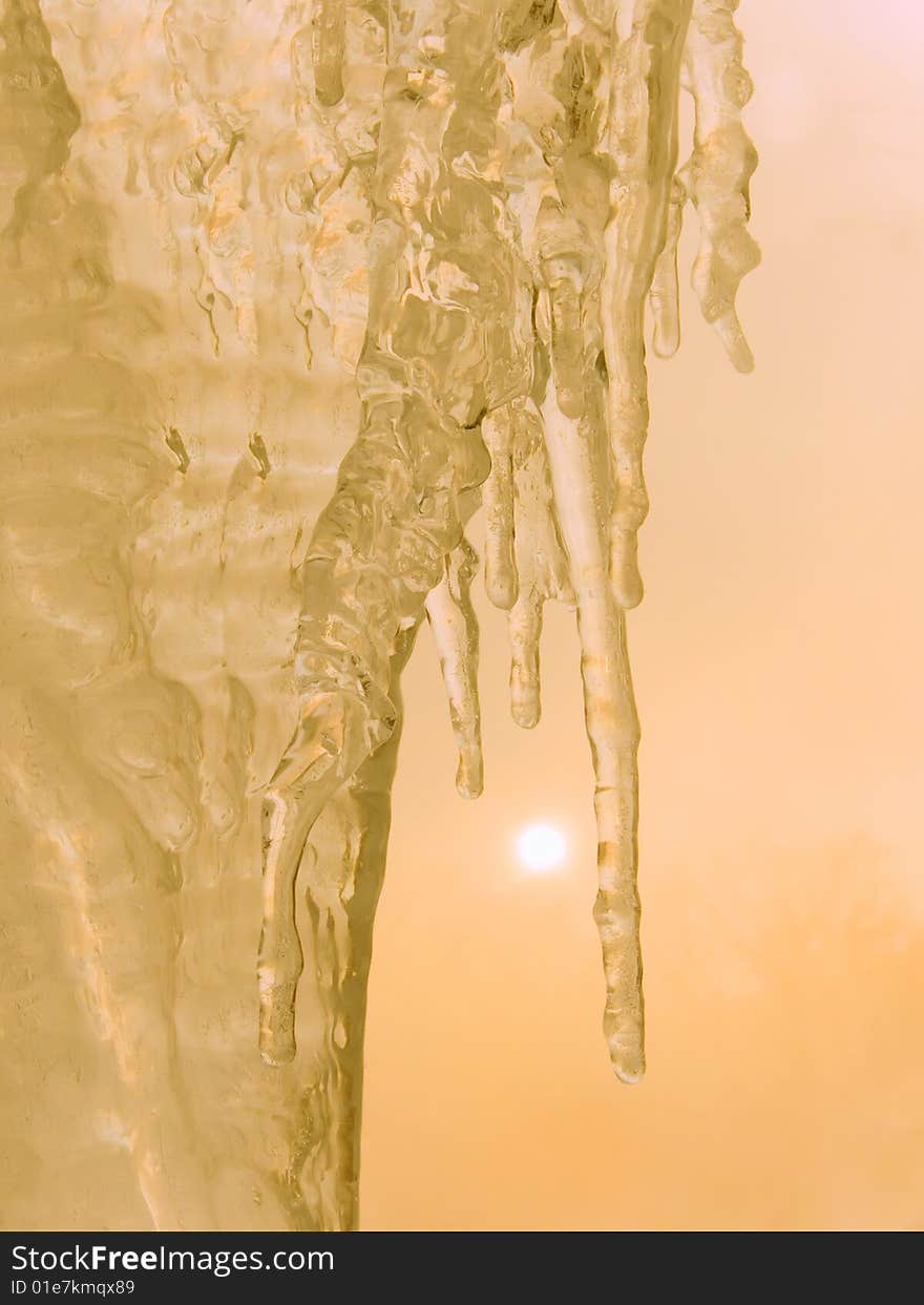 Block of ice against the sky. Block of ice against the sky