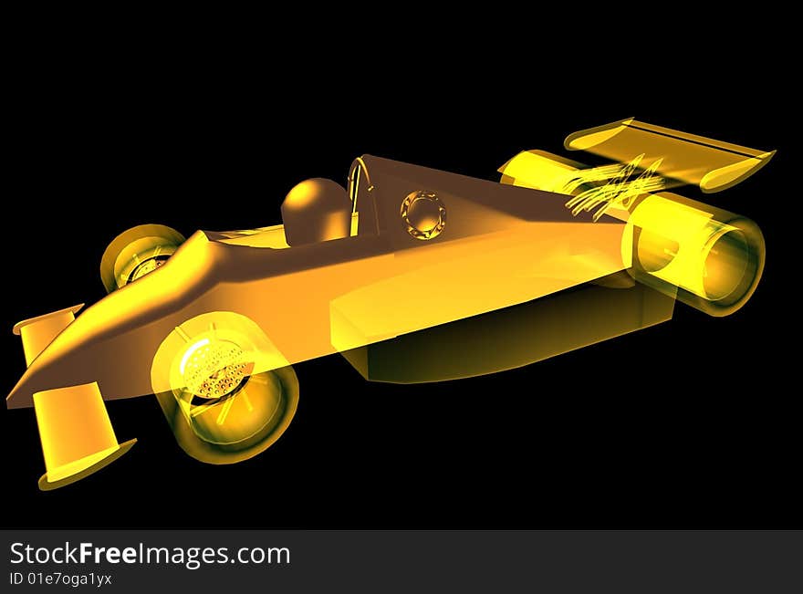 Formula car in 3d object, rendering with flare effect. Formula car in 3d object, rendering with flare effect