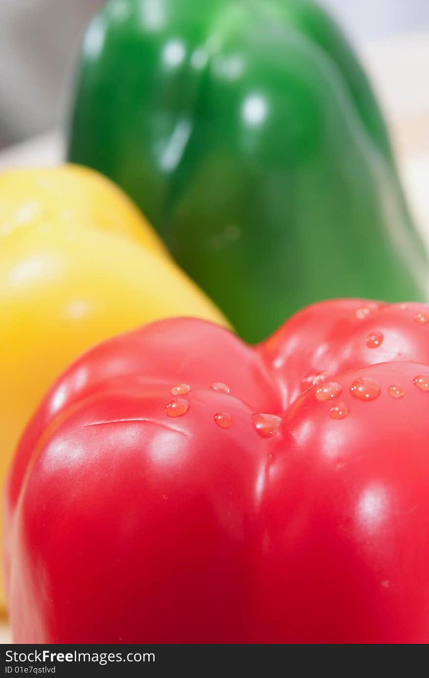 Three frash vegetable, pepper. macro