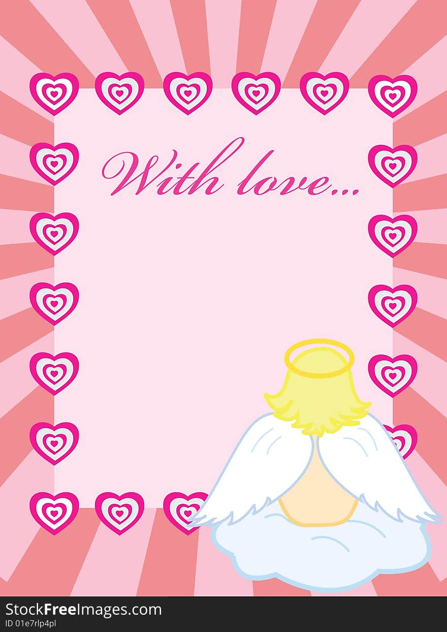 Valentine card with baby angel