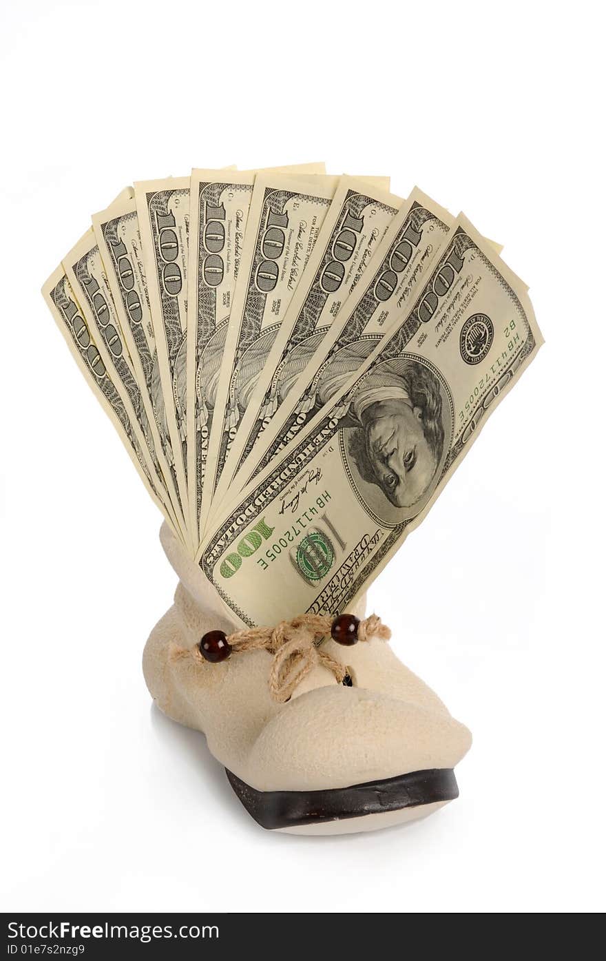 Shoe with dollars