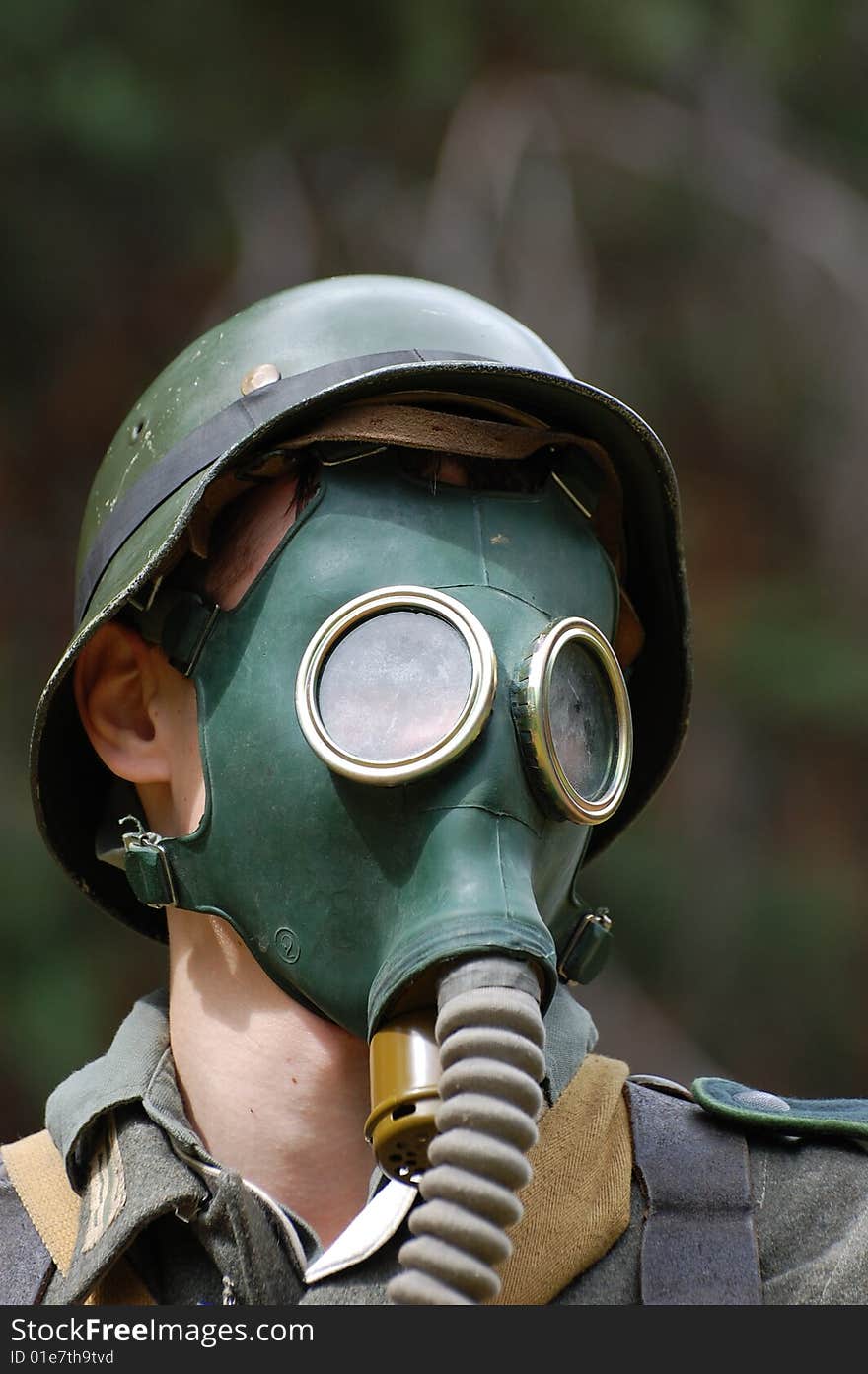 German Soldier In Gas Mask