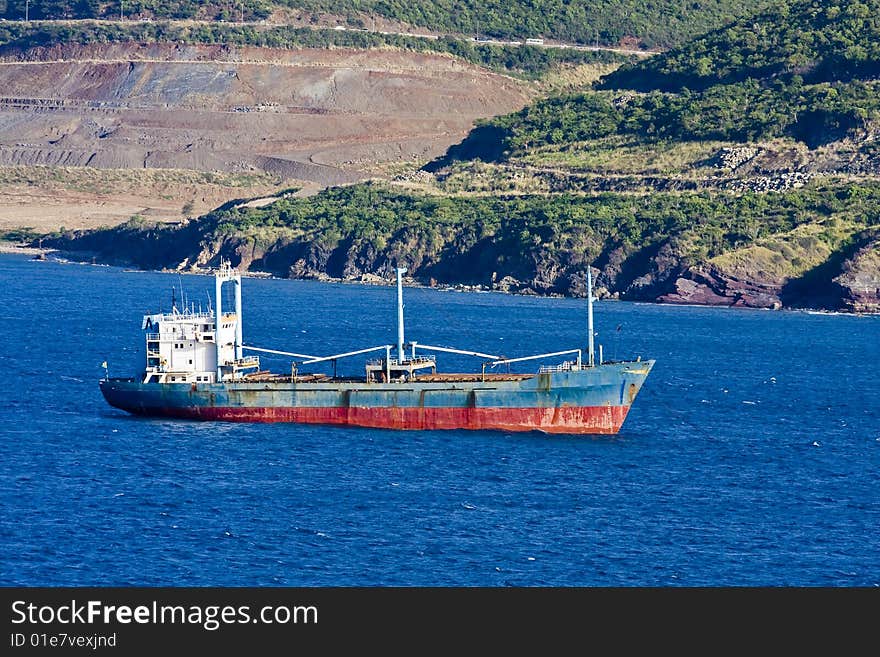 Empty Freighter Off Coast