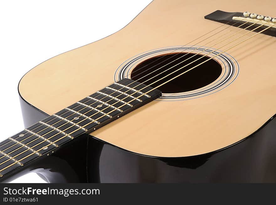 Part of acoustic guitar on the white background